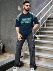 Again Navy, Light Grey Half Sleeve T-Shirt
