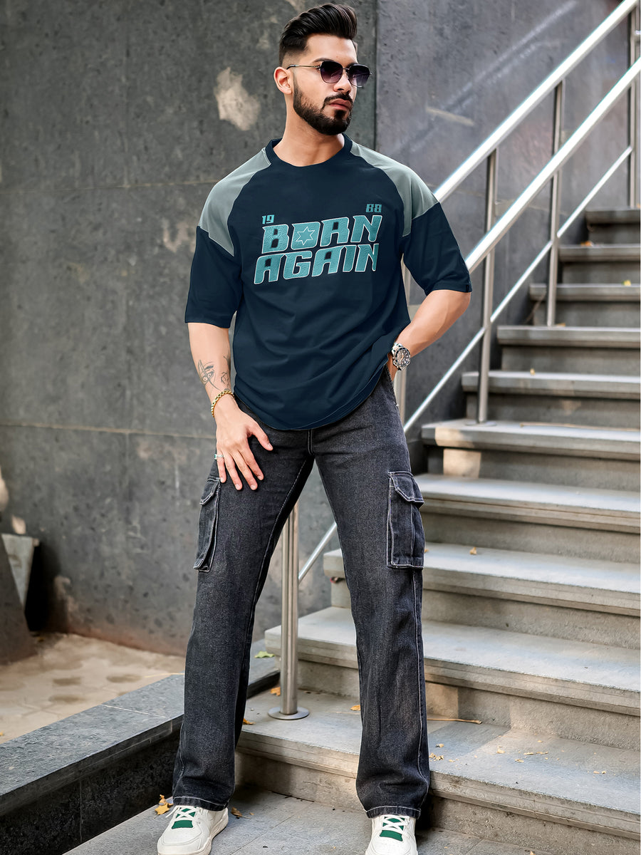 Again Navy, Light Grey Half Sleeve T-Shirt