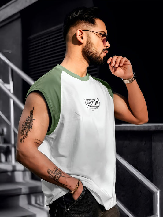 Boston White, Hunter Green Half Sleeve T-Shirt