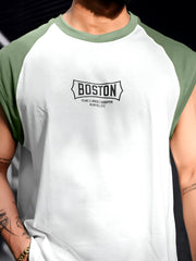 Boston White, Hunter Green Half Sleeve T-Shirt