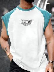 Boston White, Teal Blue Half Sleeve T-Shirt