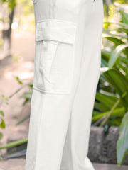 Cord Knit Textured Cream White Double Pocket Co-Ords