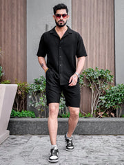 Cord Knit Textured Black Co-Ords