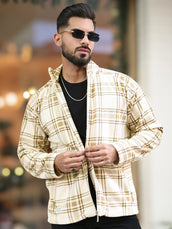 Checkered Biscuit Zipper Full Sleeve Shacket