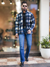 Checkered Black Zipper Full Sleeve Shacket
