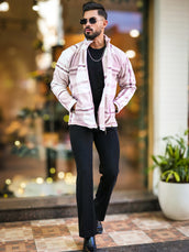 Checkered Sandal Zipper Full Sleeve Shacket