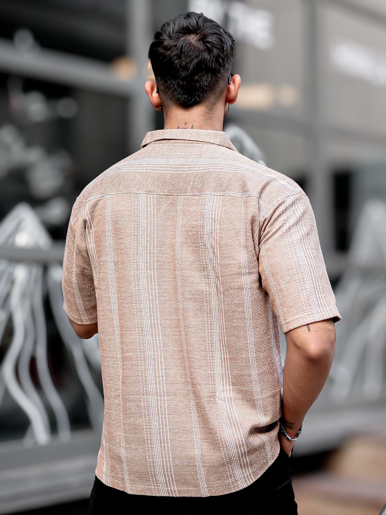 Ternary Line Stripe Beige Shirt