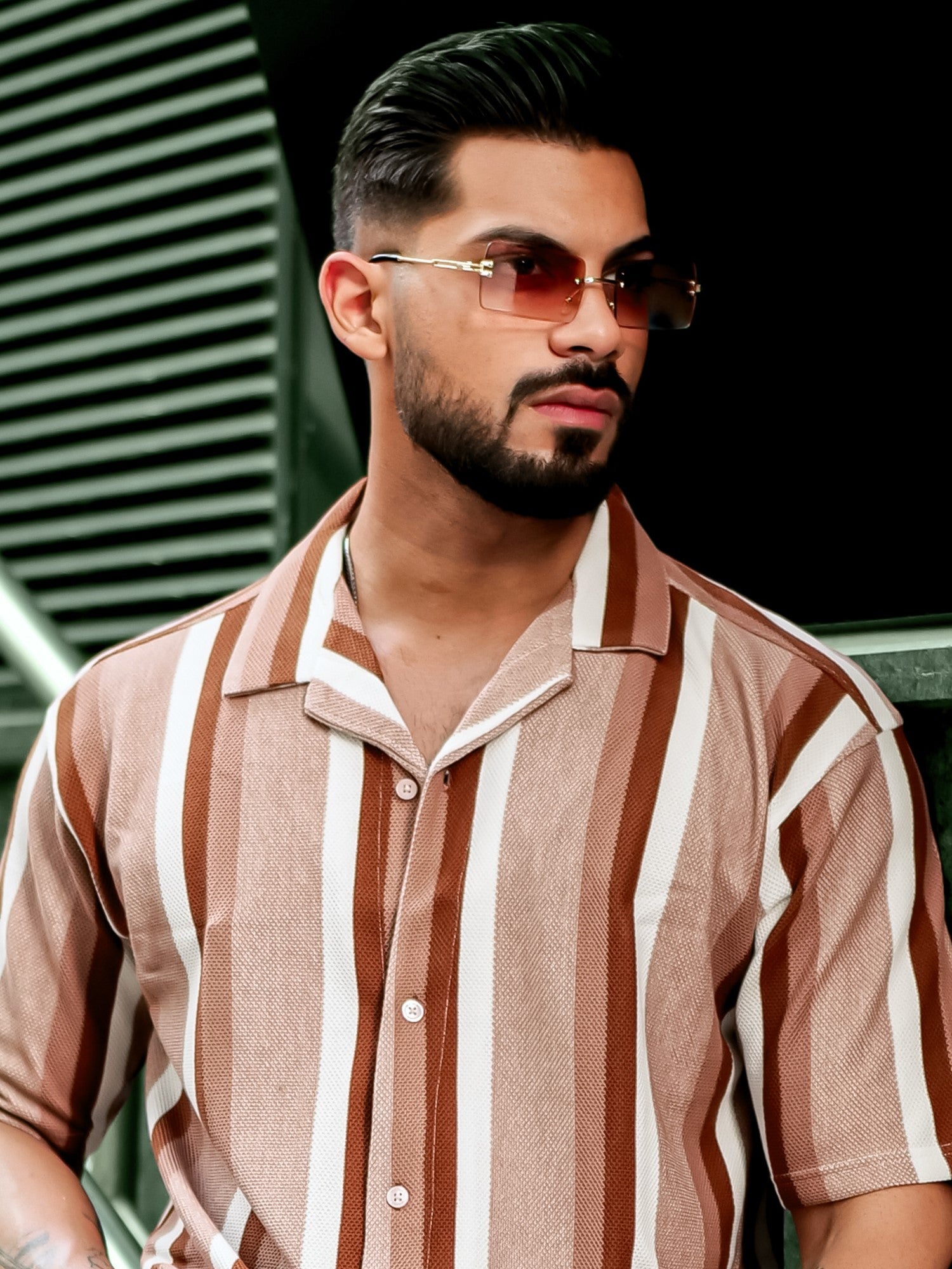 Roman Stripe Brown Shirt