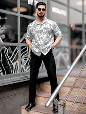 Quad Leaf Black Half Sleeve Shirt