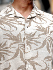 Quad Leaf Light Brown Half Sleeve Shirt