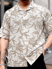 Quad Leaf Light Brown Half Sleeve Shirt