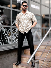 Quad Leaf Light Brown Half Sleeve Shirt