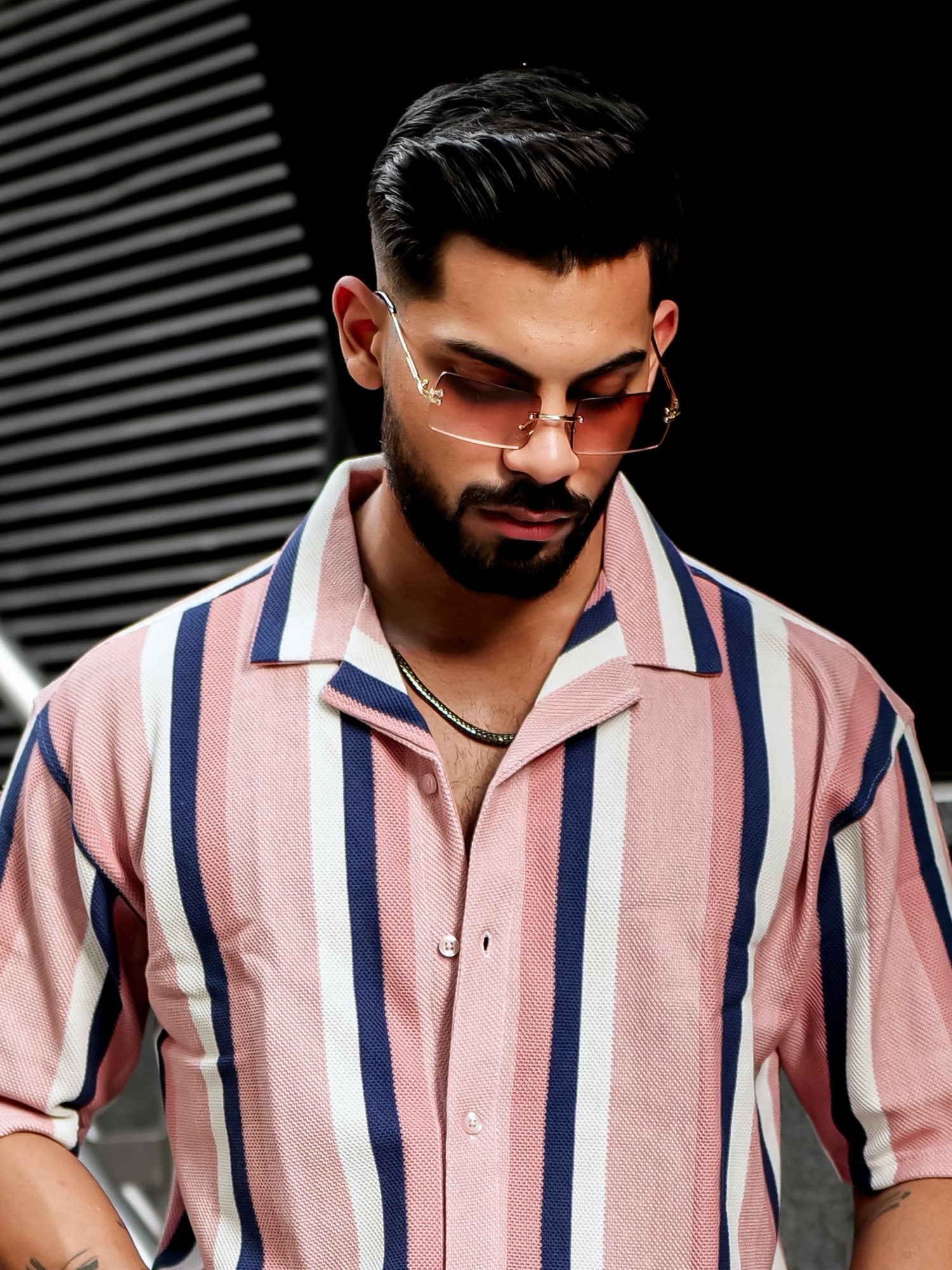 Roman Stripe Pink Shirt