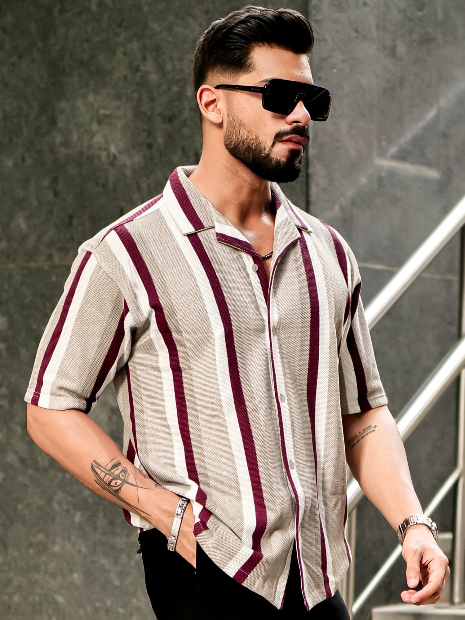 Roman Stripe Tan Shirt