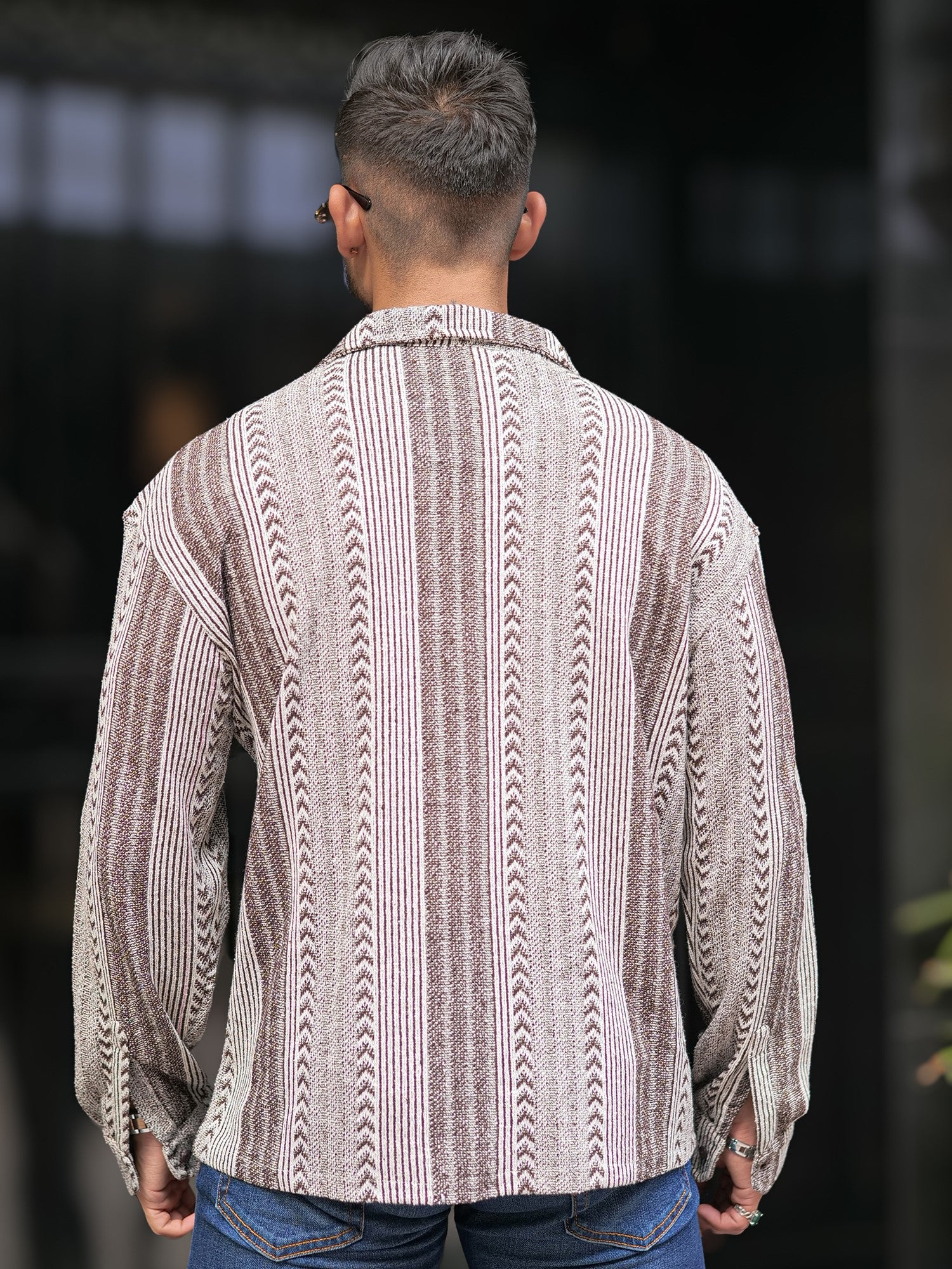 Tribal Brown Knitted Full Sleeve Shirt