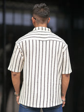Artisan Half White Knitted Half Sleeve Shirt