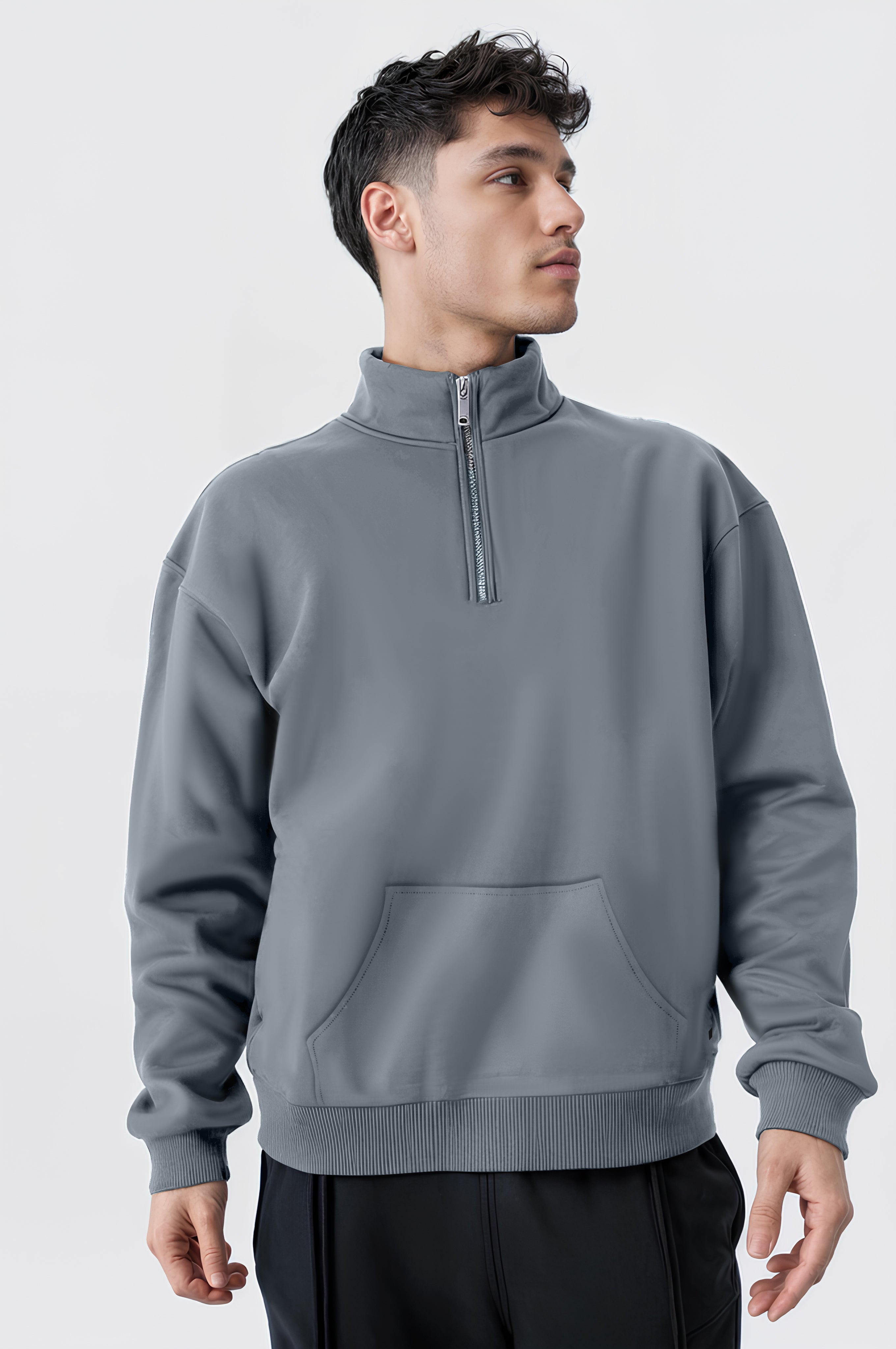 Half Zipper Light Grey Sweatshirt