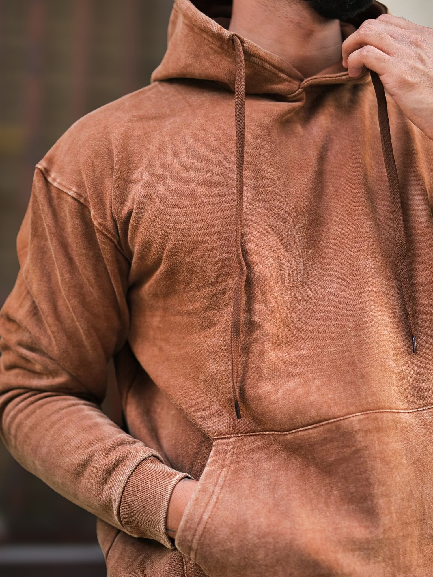 Rugged Brown Hooded Sweatshirt