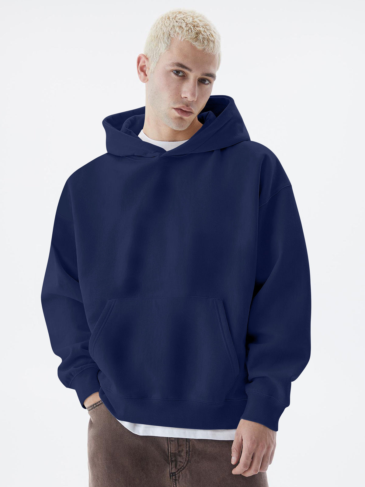 Navy full sleeve cozy cut pull sweatshirt for men