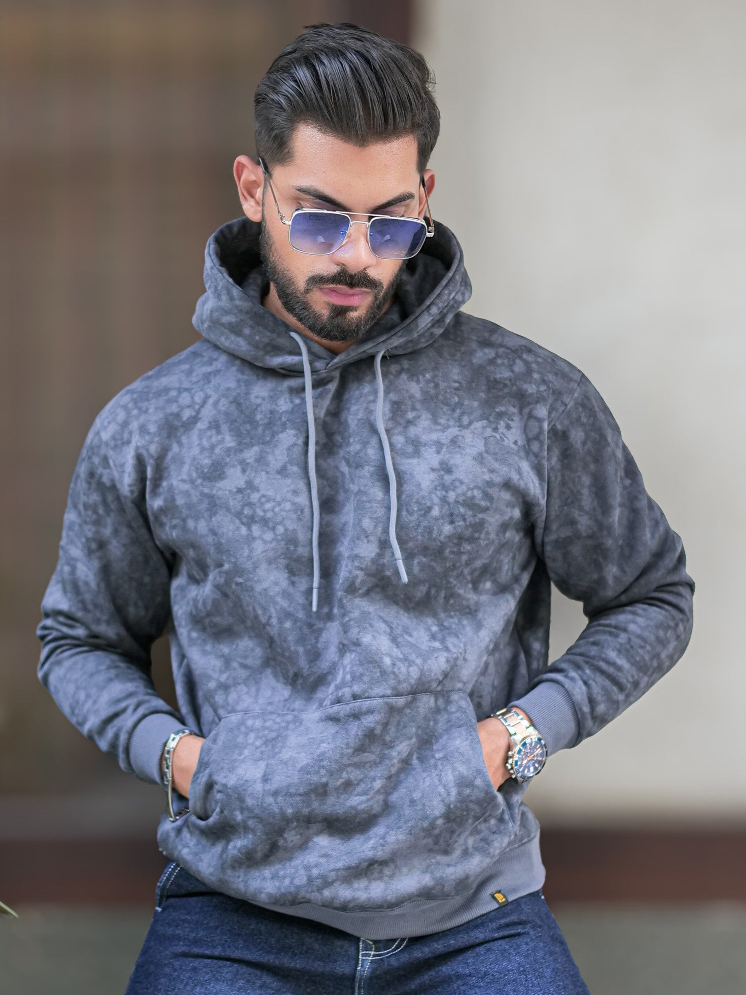 Cloud Printed Light Grey Sweatshirt