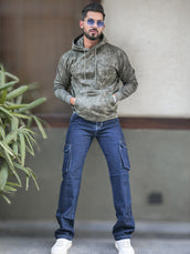 Cloud Printed Olive Full Sleeve Sweatshirt