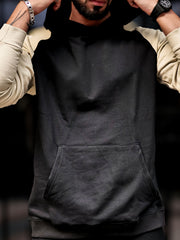 Colorblock Black, Beige Full Sleeve Sweatshirt