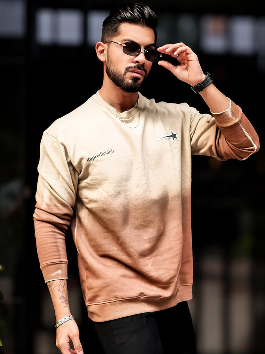 Unpredictable Beige Full Sleeve Sweatshirt