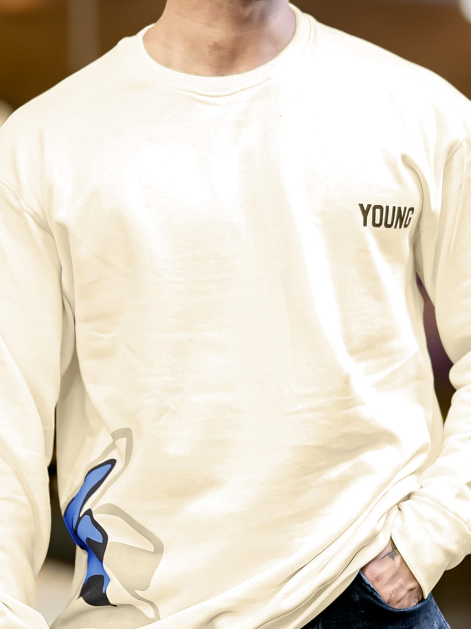 Young Cream Half White Sweatshirt