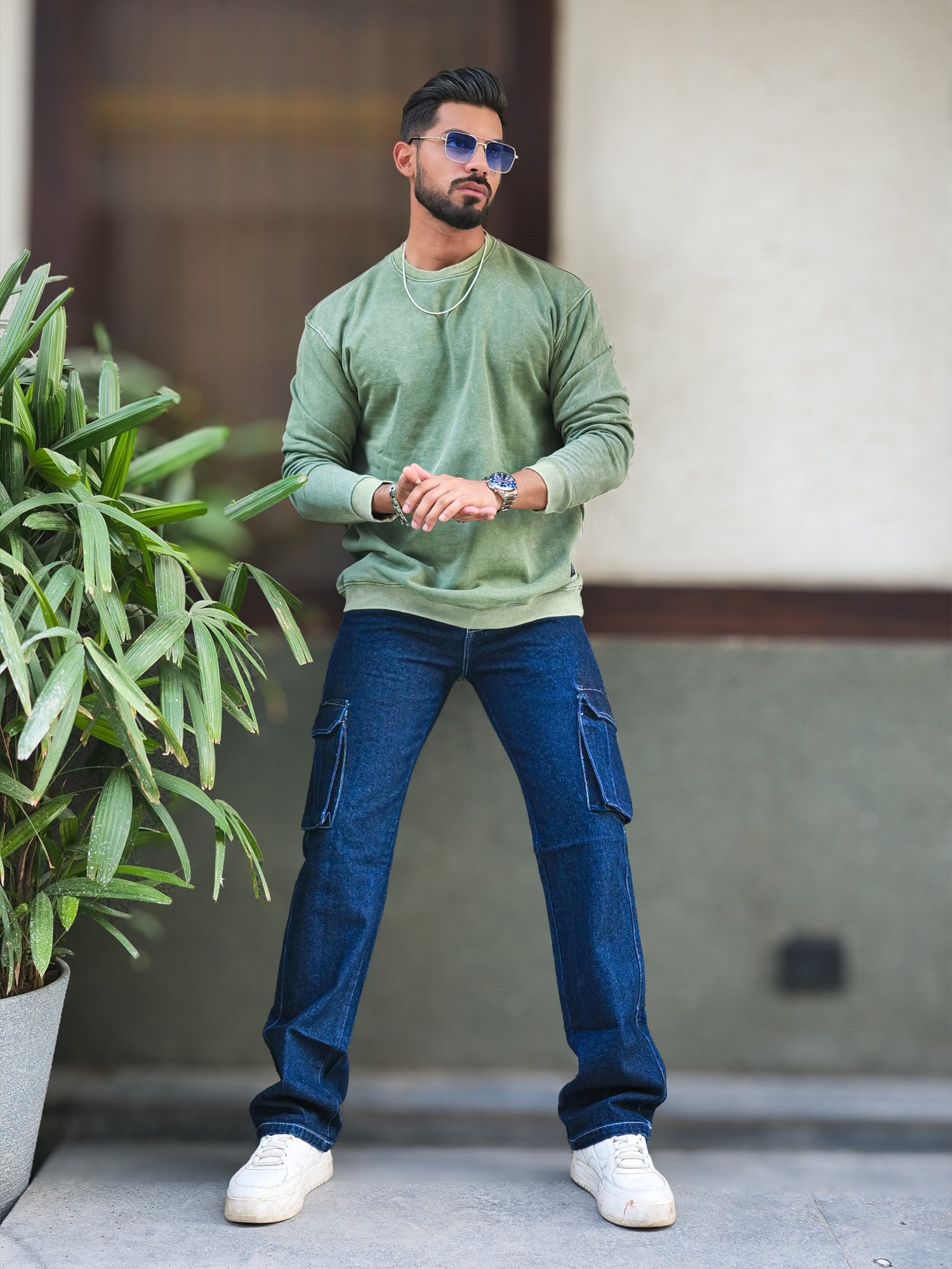 Rugged Acid Wash Hunter Green Sweatshirt