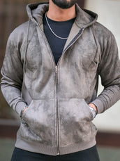 Cloud Printed DarkGreen Zipper Full Sleeve Sweatshirt