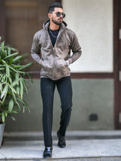 Cloud Printed DarkGreen Zipper Full Sleeve Sweatshirt