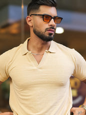 Towel Beige Half Sleeve T-Shirt