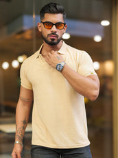 Towel Beige Half Sleeve T-Shirt