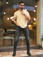 Towel Beige Half Sleeve T-Shirt
