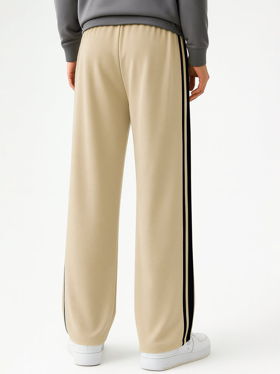 Beige runner baggy track pants for men - view 2