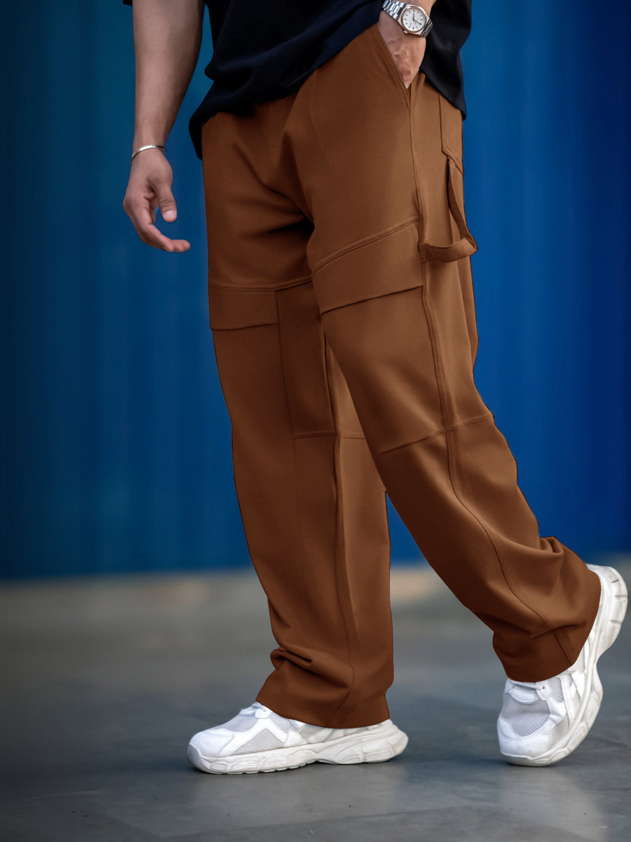 Brown carpenter trackpant for men