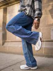 Deep ocean baggy bootcut jeans for men - view 5