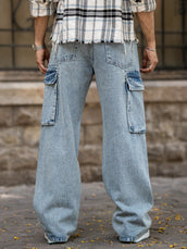 Retro cloud baggy cargo jeans for men - view 4