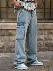 Retro cloud baggy cargo jeans for men - view 6