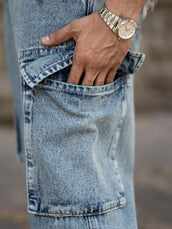 Retro cloud baggy cargo jeans for men - view 3