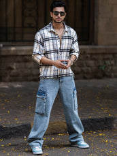 Retro cloud baggy cargo jeans for men - view 9
