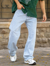 Sky fade baggy bootcut jeans for men - view 2