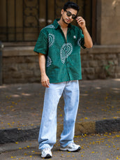 Sky fade baggy bootcut jeans for men - view 9