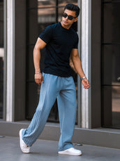 Baggy Light Grey 3 Line Pleat Pant