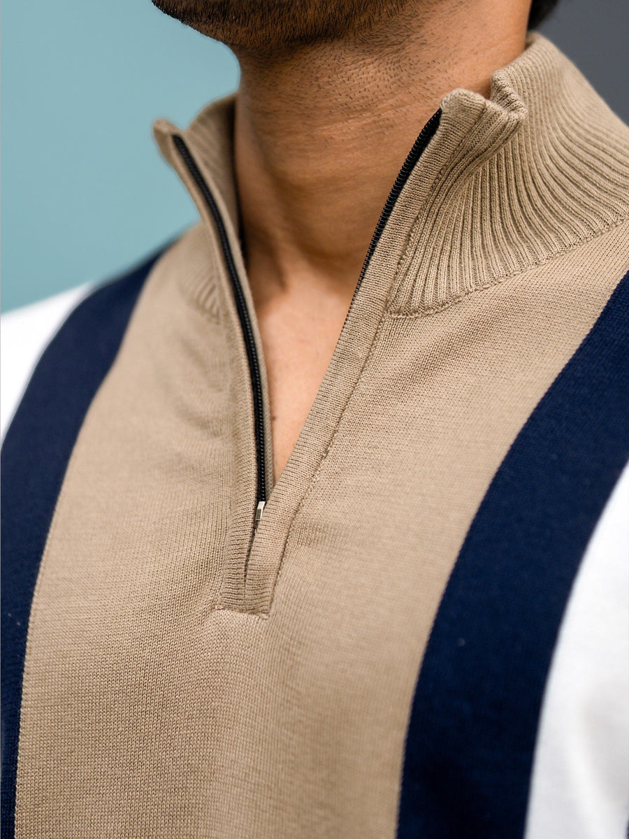 Beige full sleeve empire knit sweater for men - view 2