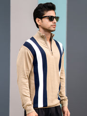 Empire Stripe Beige Full Sleeve T-Shirt