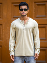 Waffle Beige Henley Tshirt
