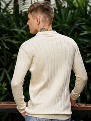 Brooklyn FlatKnit Cream Full Sleeve Polo T-Shirt