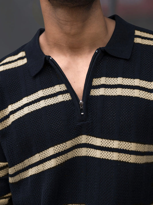 Sterling Black Full Sleeve Polo T-Shirt