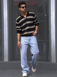 Sterling Black Full Sleeve Polo T-Shirt